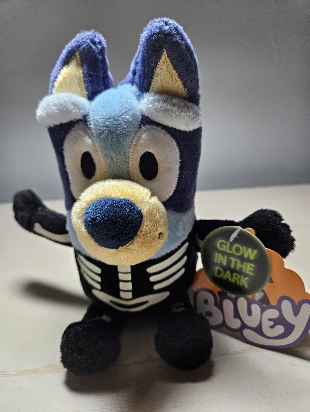 Bluey Halloween Plush Glow in the Dark Skeleton Costume Dan Dee 7.5" NWT
